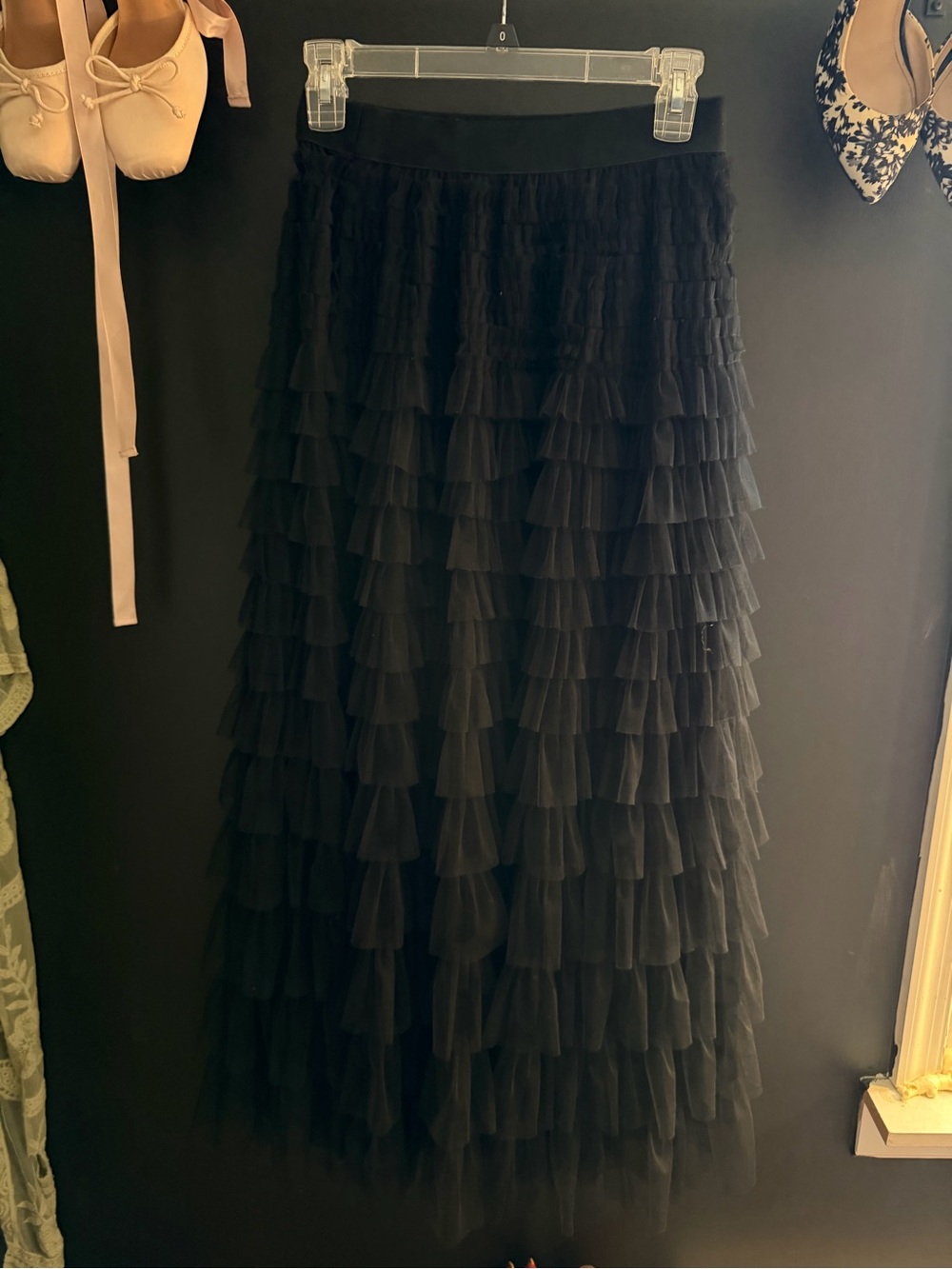 Black Tiered Tulle Maxi Skirt